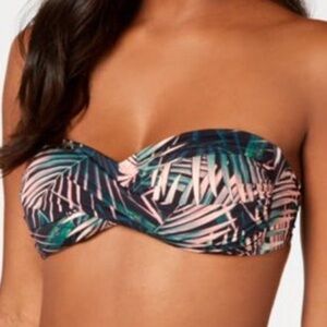 NWT Bar III Bali Nights Bandeau Halter Twisted Palm Printed Bikini Swim Top - S